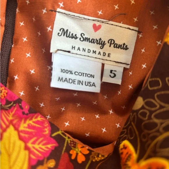 Miss Smarty Pants New Fall Hand Crafted Sunflower Dress Size 5 - Picture 3 of 4